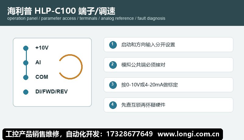 海利普 HLP-C100 端子正反轉（zhuǎn）與電位器調速